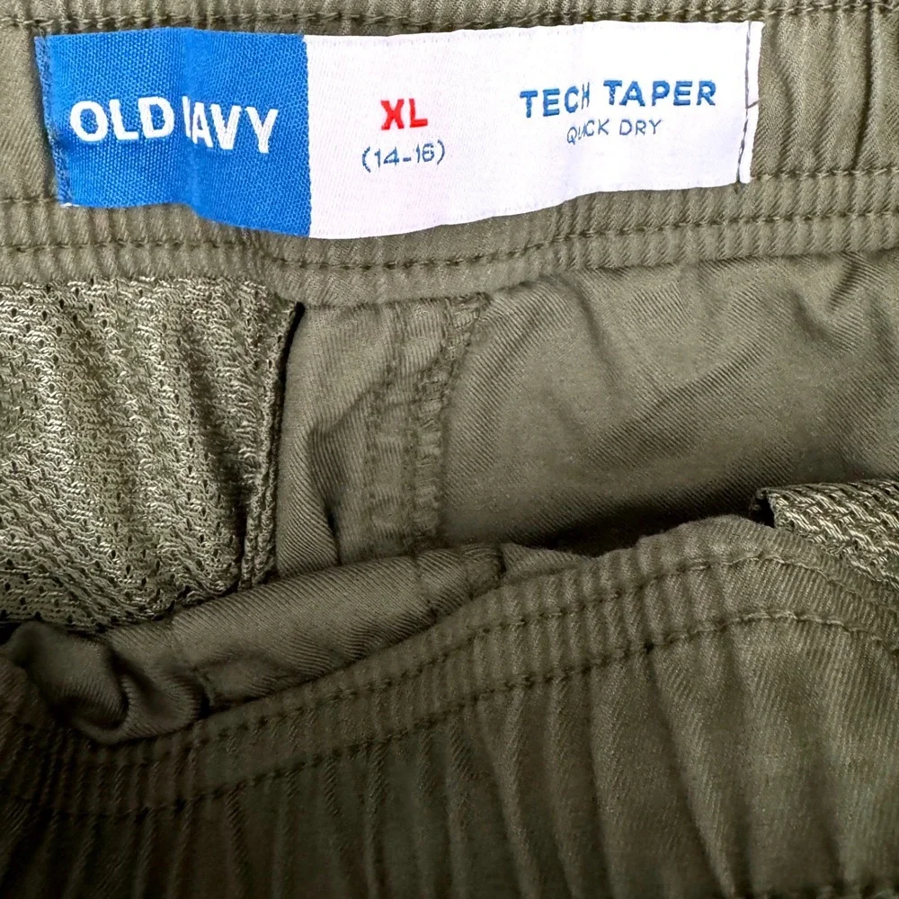 Old Navy Tech Taper Cargo Pants Alpine Tundra Olive Size XL 14-16 Quick Dry